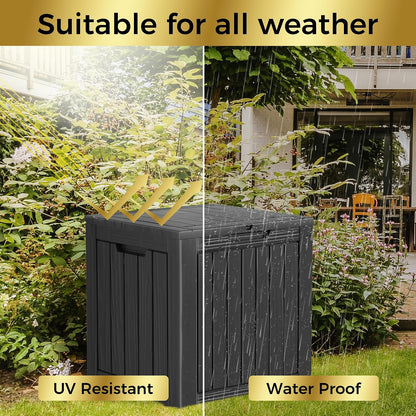 TARKARI 320 Gallon Lockable Resin Deck Box, Waterproof & UV-Resistant Outdoor Storage Box for Outdoor Cushion Storage, Garden Tools & Pool Accessories Storage, Black