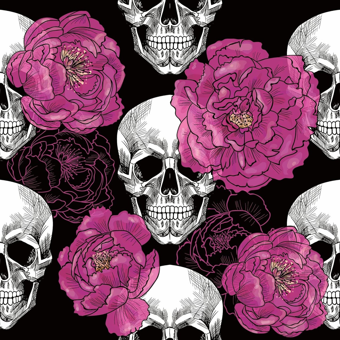 Floral Peel & Stick Wallpaper - Boho Removable Wallpaper for Bedroom & Bathroom - Black/Sand/Oliva - Easy Peel Off - Vintage - Renter Friendly - 118.1" X 17.7"