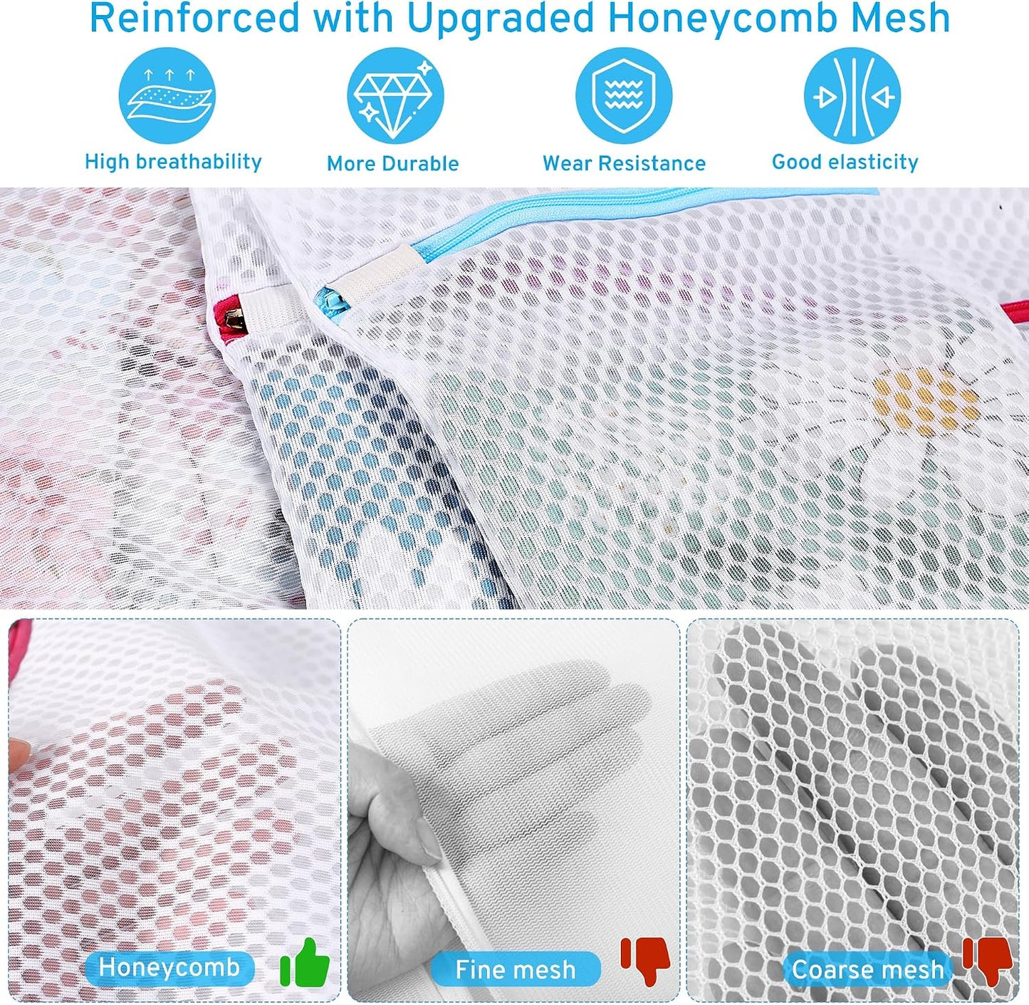 Ultimate 7 Pack 6 Size Mesh Laundry Bags Set for Delicates with AUTO-Lock Zipper, Lingerie Bags for Washing Delicates, Laundry Bags Mesh Wash Bags, Delicates Laundry Bag for Jeans,Blouse,Stocking,Bra