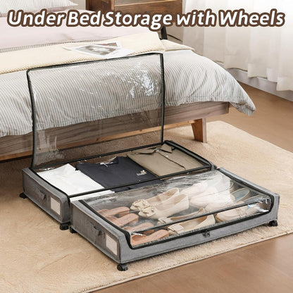 FOUCSSOMEI Under Bed Storage with Wheels, Under The Bed Storage Drawers On Wheels, Rolling Underbed Drawers, Lockable, Heavy Duty