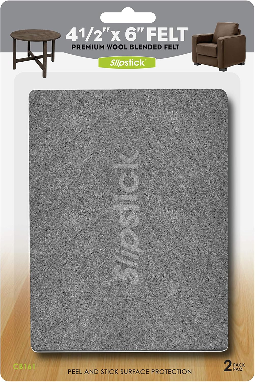 Slipstick Premium Wool Felt Furniture Pads/Floor Protectors (1 Inch Round Value Pack) Includes 40 Heavy-Duty Felt Chair Leg Pads with Self-Stick Adhesive, Gray, CB115