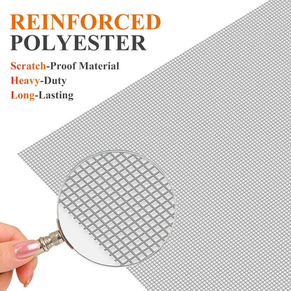 2PACK MAGZO Window&Door Screen Replacement Kit, 48''W x 99''L, with Retainer Spline (Total 65.6 FT) and Press-Fit Roller Tool, Scratch-Proof Polyester, Mesh Roll Repair for Patio, Pet Friendly, Grey