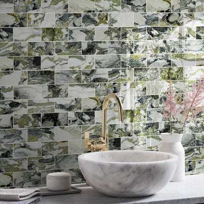 Vamos Tile 100-Piece Glossy Dolomite White Peel and Stick Backsplash Tile,3''x6'' PVC Subway Tile with White Grout, Stick on Backsplash for Kitchen/Bathroom/Fireplace