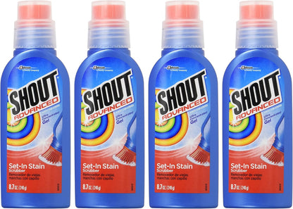 Shout Advanced Ultra Concentrated Gel Brush, 8.7 Ounce, Treats Dried Food, Coffee, Wine, Makeup Stains, Safe for All Colorfast Washables, Works in All Water Temperatures