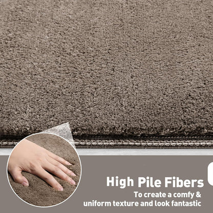 PURE ERA Carpet Stair Treads Ultra Plush 9.5" X 30"Soft Bullnose Indoor Stair Protectors Pet-Friendly Non-Slip Skid Resistant Tape Free Washable Reusable(2 Pieces,Brown)