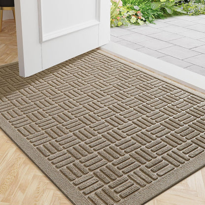 Mibao Front Door Mat, Heavy Duty Durable Welcome Mat for Outdoor Indoor, Dirt Trapper Waterproof Super Absorbent Door Mat for Entryway Outside Patio Porch, 29.5" x 17", Grey