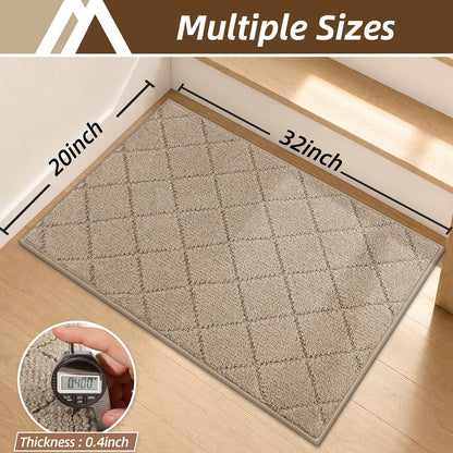 COSY HOMEER Edging Stair Treads Non-Slip Carpet Mat 28inX9in Indoor Stair Runners for Wooden Steps, Edging Stair Rugs for Kids and Dogs, 100% Polyester TPE Backing(4pc, Beige)