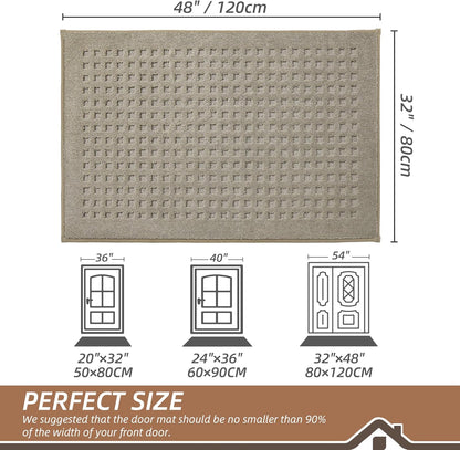BEQHAUSE Dirt Trapper Door Mats 20"x32", Non-Slip Waffle Doormat Indoor Entrance Low-Profile, Dirt Resist and Absorbent Entryway Rugs Washable Inside Welcome Floor Mat for Front Back Door, Beige