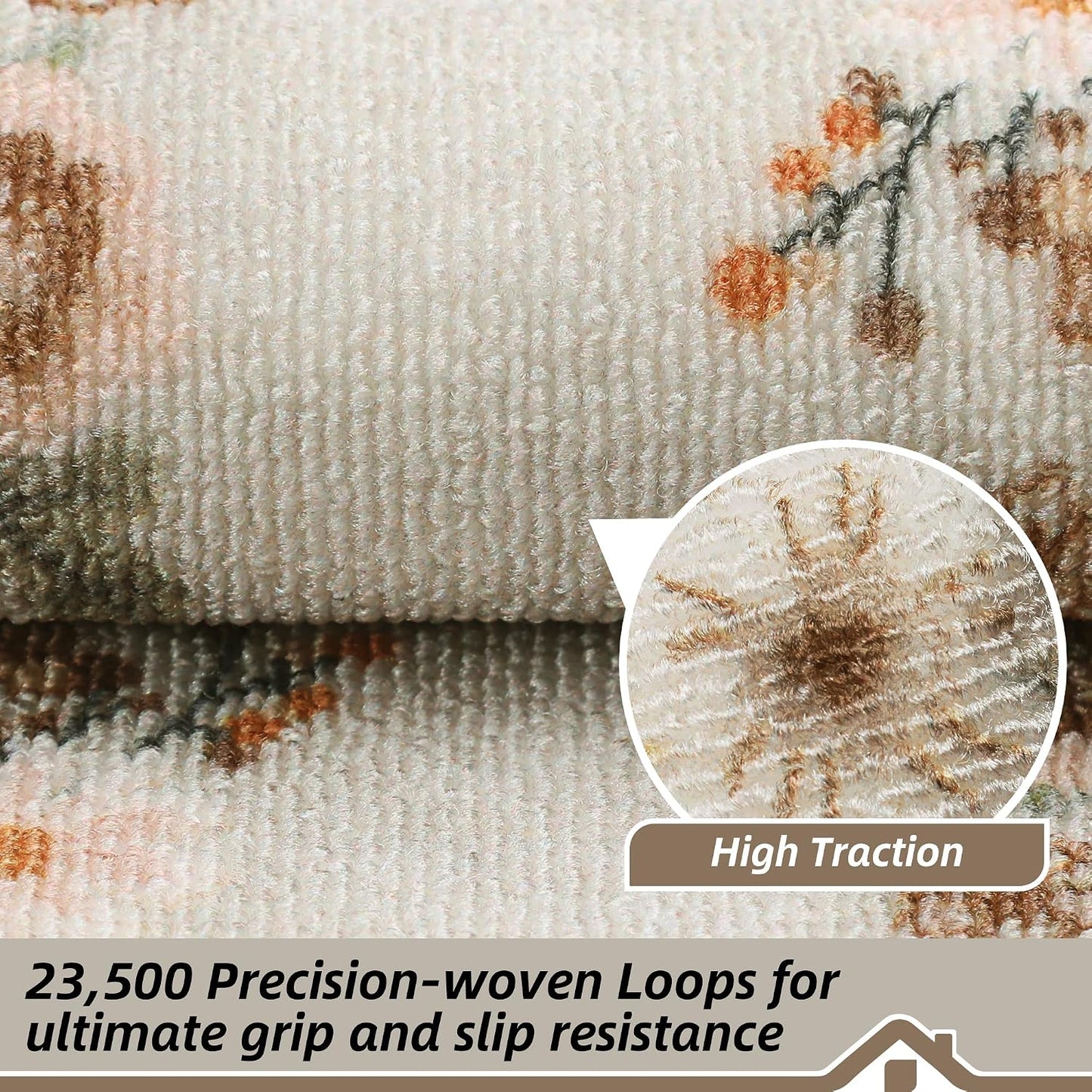 BEQHAUSE Stair Treads for Wooden Steps Non-Slip Machine Washable Carpet Stair Treads 8"X30" Soft Indoor Stair Runner for Kids Elders and Pets, 100% Polyester, TPE Backing, 15pcs, Grey/Orange