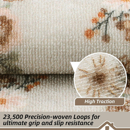 BEQHAUSE Stair Treads for Wooden Steps Non-Slip Machine Washable Carpet Stair Treads 8"X30" Soft Indoor Stair Runner for Kids Elders and Pets, 100% Polyester, TPE Backing, 15pcs, Grey/Orange