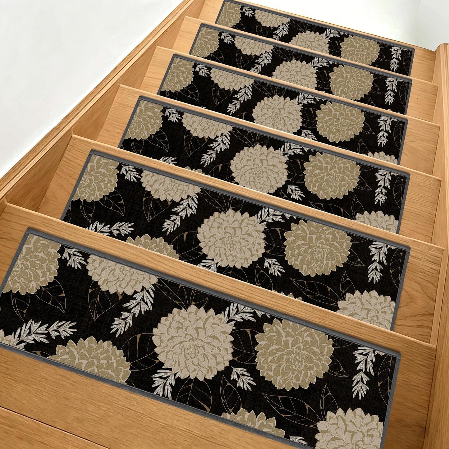 Non-Slip Carpet Stair Treads 15PCS, 8"x30" Peel and Stick Stair Runner for Wooden Steps Indoor, Washable Reusable Adhesive Backing, Pet-Friendly Safety Mats for Kids, Elders, Dogs