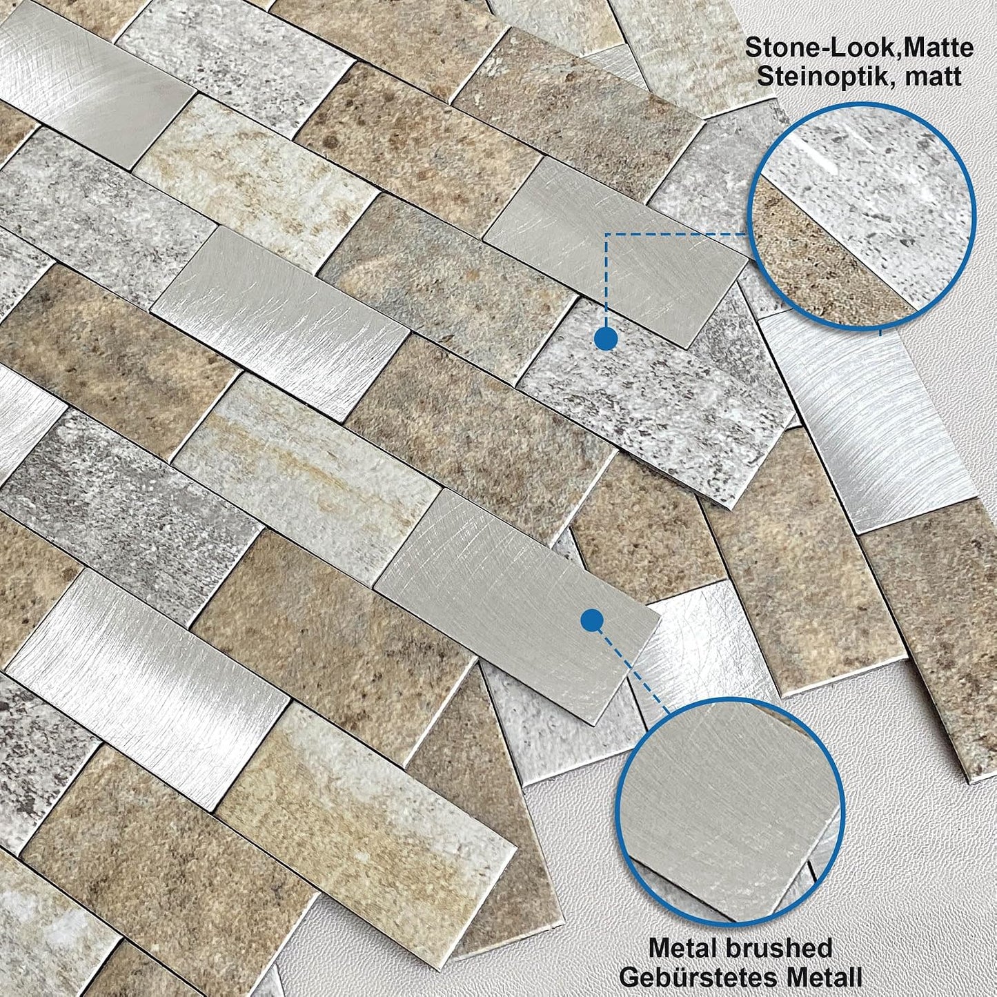 Peel and Stick Brick Backsplash for Kitchen,Back Splash for Bathrooms Walls Tiles Waterproof(10sheets,Blue Gray)