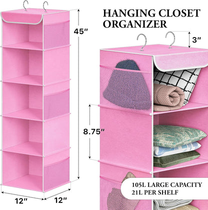 Simple Houseware 6 Shelf Hanging Closet Organizer, Gray