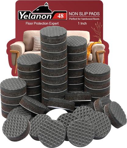Yelanon Non Slip Furniture Pads -56 pcs（1+2）” Furniture Grippers, Non Skid Furniture Legs,Self Adhesive Rubber Furniture Feet, Anti Slide Furniture Hardwood Floor Protector for Keep Couch Stoppers