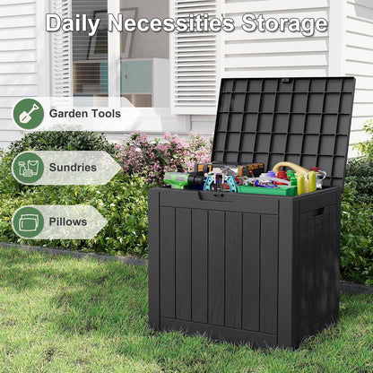 KAMABOKO 31 Gallon Outdoor Storage Box, Resin Deck Boxes Indoor and outdoor, Waterproof Storage Box Lockable Lid for Garden Tools, Package Delivery, Pool Supplies, Patio Cushions, Black