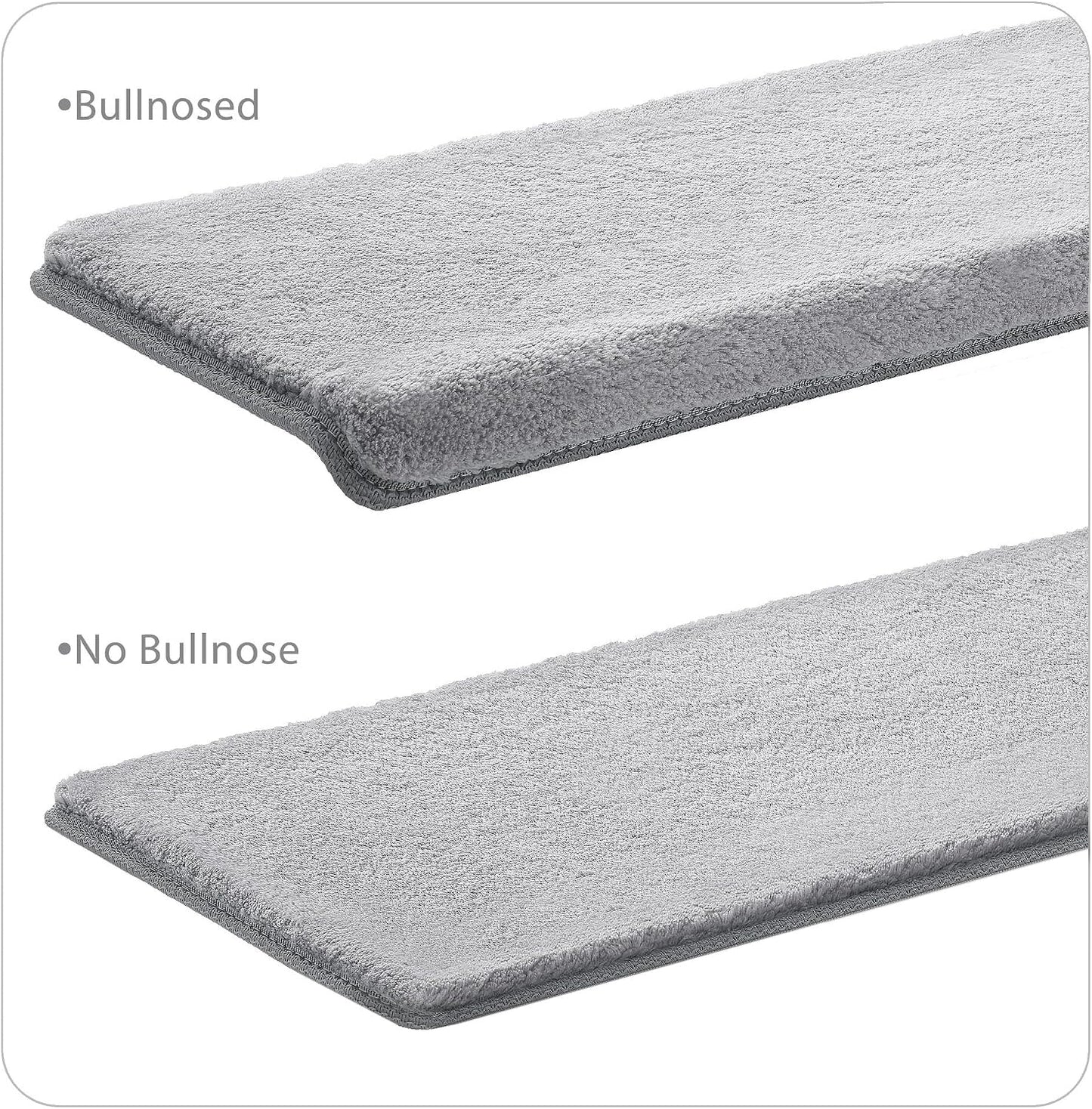 PURE ERA Carpet Stair Treads Ultra Plush 9.5" X 30"Soft Bullnose Indoor Stair Protectors Pet-Friendly Non-Slip Skid Resistant Tape Free Washable Reusable(2 Pieces,Brown)