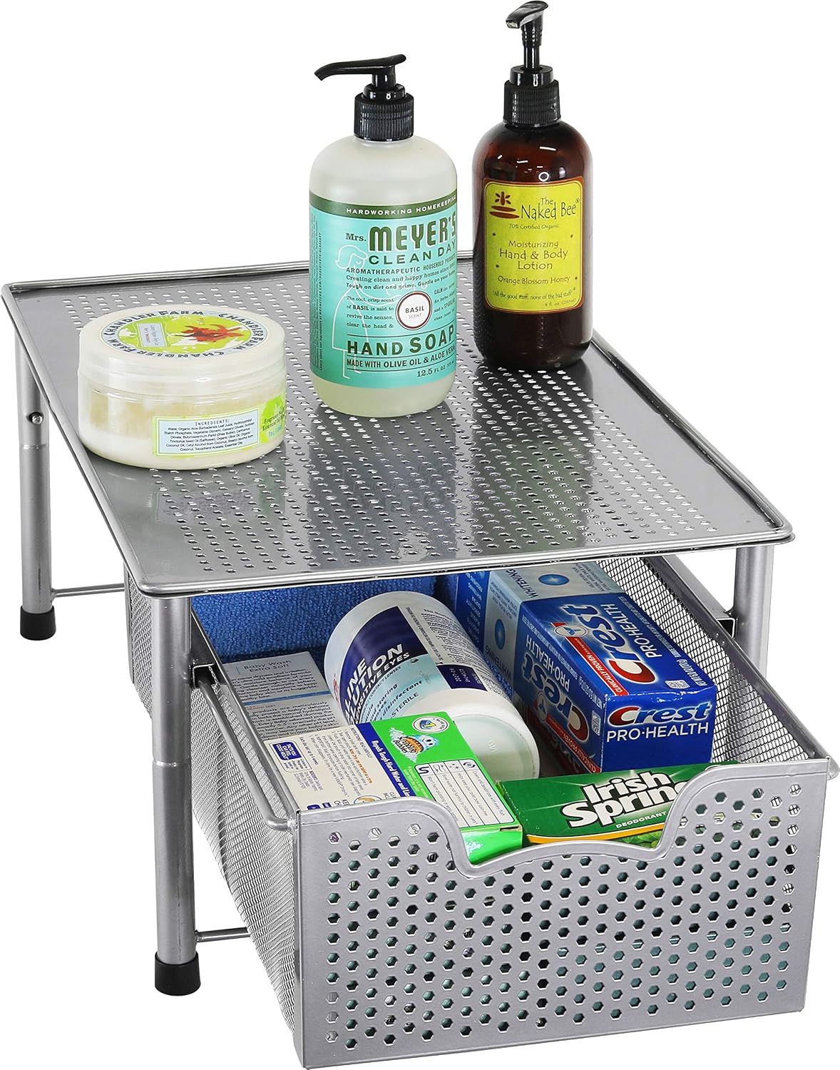 Simple Houseware Stackable 2 Tier Sliding Basket Organizer Drawer, White