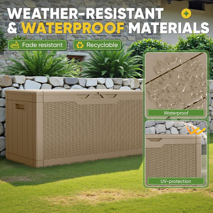 Greesum 31 Gallon Resin Deck Box All Weather Outdoor Storage Boxes for Patio Furniture Set,Outdoor Toys,Garden Tools,Black