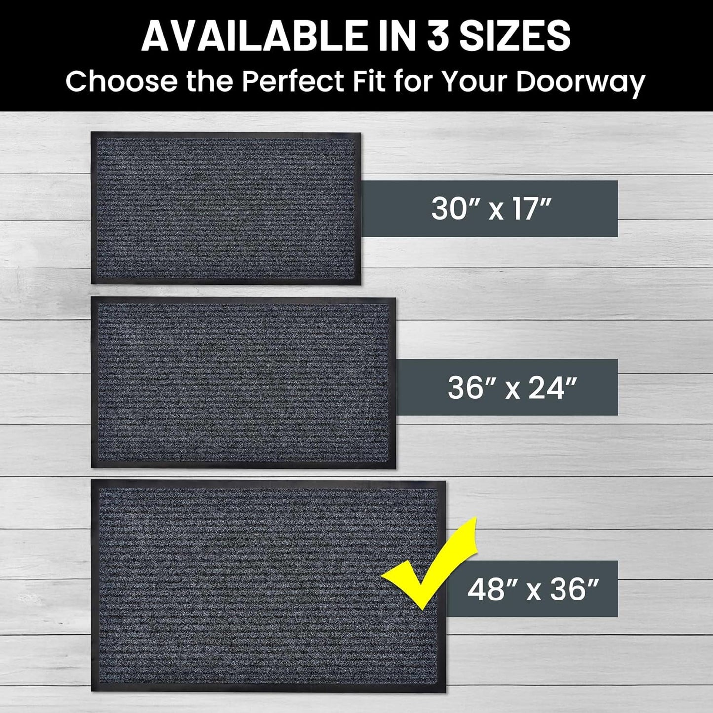 Sierra Concepts Front Door Mat Welcome Floor Mats - Entryway Indoor Outdoor Entrance Doormat, Patio, Porch, Muddy Shoe, Inside Outside Low Profile, 30x17 inches, 2-Pack Gray