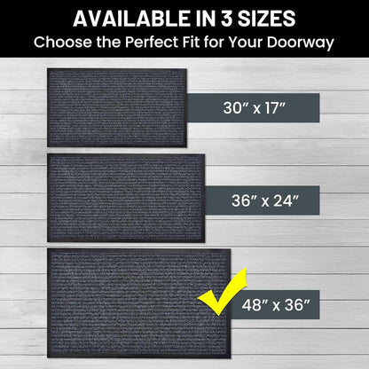 Sierra Concepts Front Door Mat Welcome Floor Mats - Entryway Indoor Outdoor Entrance Doormat, Patio, Porch, Muddy Shoe, Inside Outside Low Profile, 30x17 inches, 2-Pack Gray