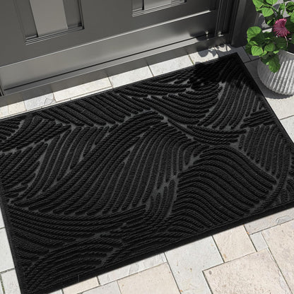 Yimobra Doormat Outdoor Entrance, Simple Stripes All-Weather Waterproof & Non-Slip Mat for Front Door, Heavy Duty Welcome Mat for Indoor, Garage, Patio-29.5x17, Dark Grey