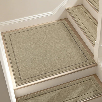 JSEI Stair Treads for Wooden Steps Indoor, 15-Pack Non Slip Stair Treads 30" x 8", Washable Polyester Stair Mats with TPE Backing, Low Profile Stair Rugs for Kids, Seniors and Dogs, Brown