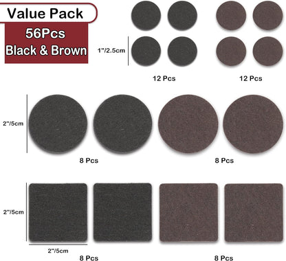 Yelanon Felt Furniture Pads for Hardwood Floors -36 Pcs 2" Premium Floor Protectors for Furniture, Felt Pads for Chair Legs, Black