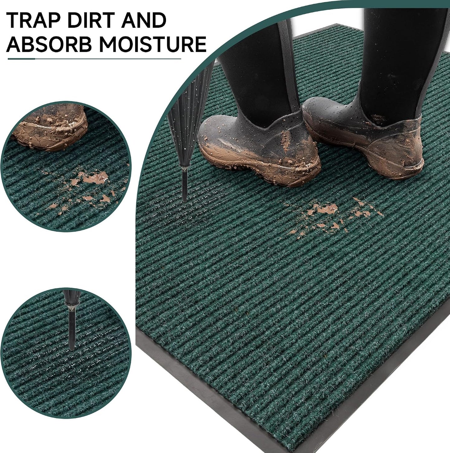 100pointONE Durable Front Door Mat, Heavy Duty Indoor Outdoor Doormat, 48” x 36” Low Profile Outdoor Mats for Home Entrance, Stain and Fade Resistant Shoe Scraper Mat, Ideal for High Traffic Area