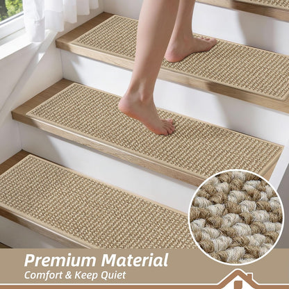 BEQHAUSE Stair Treads for Wooden Steps 28inX9in, Carpet Stair Treads Non Slip Indoor, Machine Washable Stair Runners for Kids Elders and Pets, Carpet for Stair Rugs Mat, TPE Backing, 4pcs, Taupe