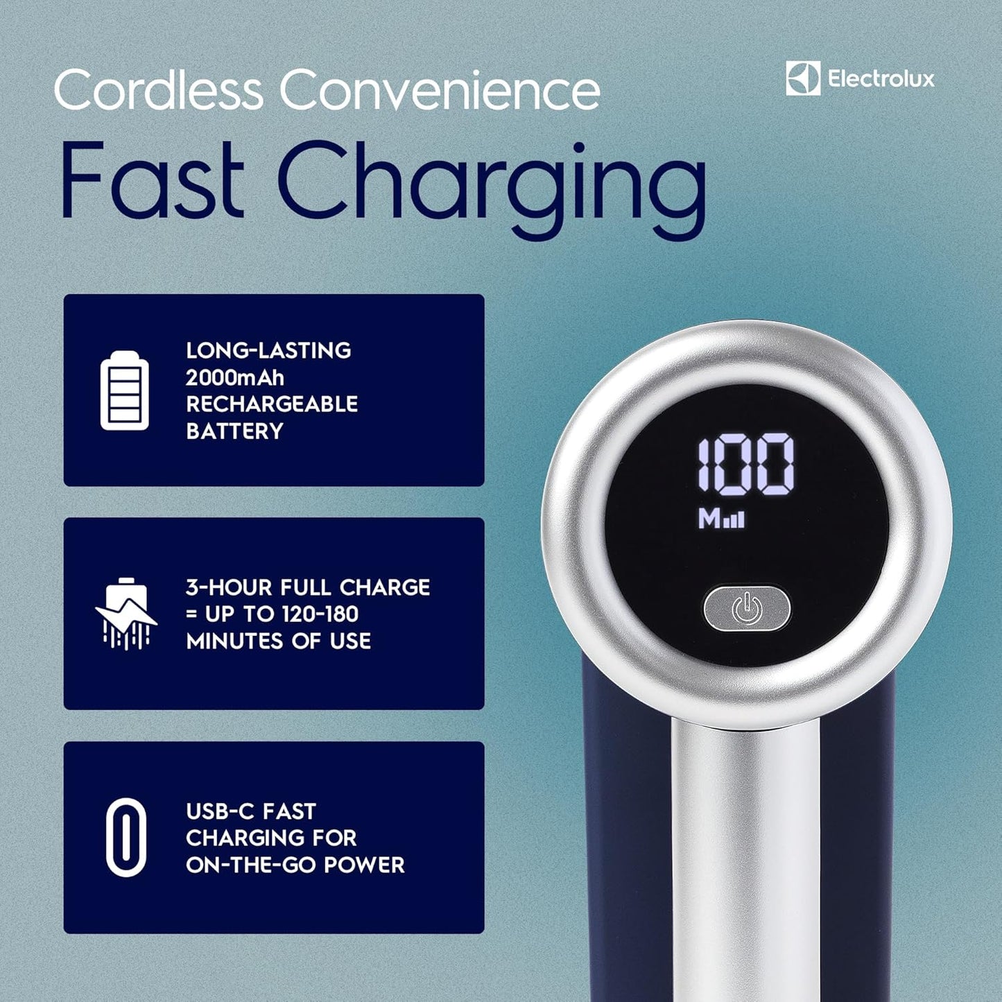 Electrolux Rechargeable Fabric Shaver | 3-Speed Lint Remover for Clothes & Furniture | Eliminates Fuzz & Pilling | Electric Lint Shaver with LED Display & Type-C Fast Charging Port - Black