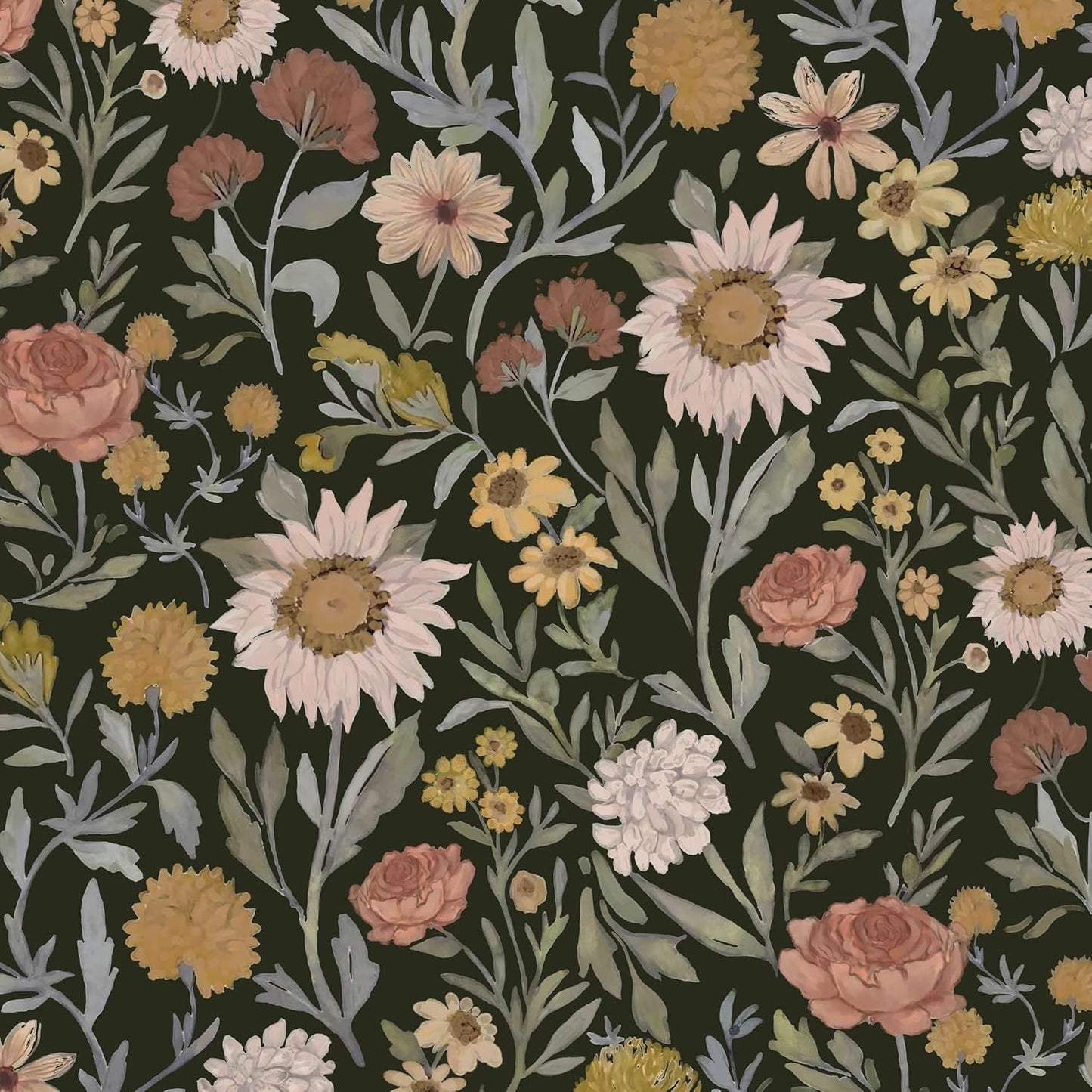 Dimoon 17.3''x78.7'' Peel and Stick Wallpaper Floral Cute Contact Paper Vintage Village Country Cottage Wallpaper Farmhouse Yellow Beige Renter Friendly Geometry Waterproof Embossed Kitchen Bedroom