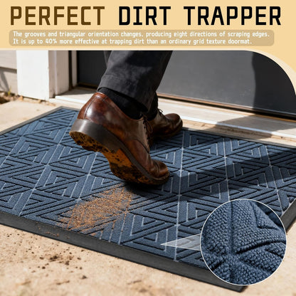 Yimobra Front Door Mat Outside Entrance 29.5x17, Waterproof Heavy Duty Outdoor Mats for Front Door, Non Slip Rubber Entry Mat for Garage Patio Indoor, Grey