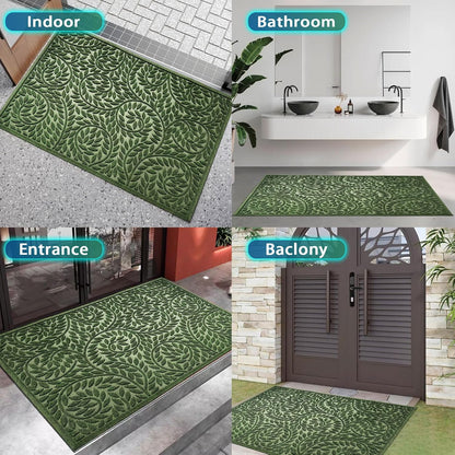 Bulijojo Front Door Mat Entrance,Durable Heavy Duty Welcome Mat,Thick Absorbent Natural Rubber Non Slip Mat,Sturdy Entryway Brown 17"x30"