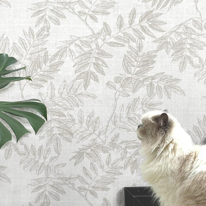Neutral Leaf Peel and Stick Wallpaper Boho Contact Paper for Cabinets and Drawers Modern Removable Self Adhesive Wallpaper for Bedroom Bathroom Waterproof Contact Paper Beige 78.7inL 17.3inW