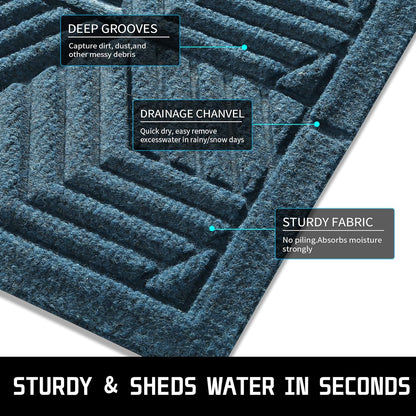 Yimobra Front Door Mat, All-Season Waterproof Outdoor Mat for Entrance with Drainage Holes, Heavy Duty Non-Slip Doormat for Garage Patio Entryway Indoor, 29.5x17, Red