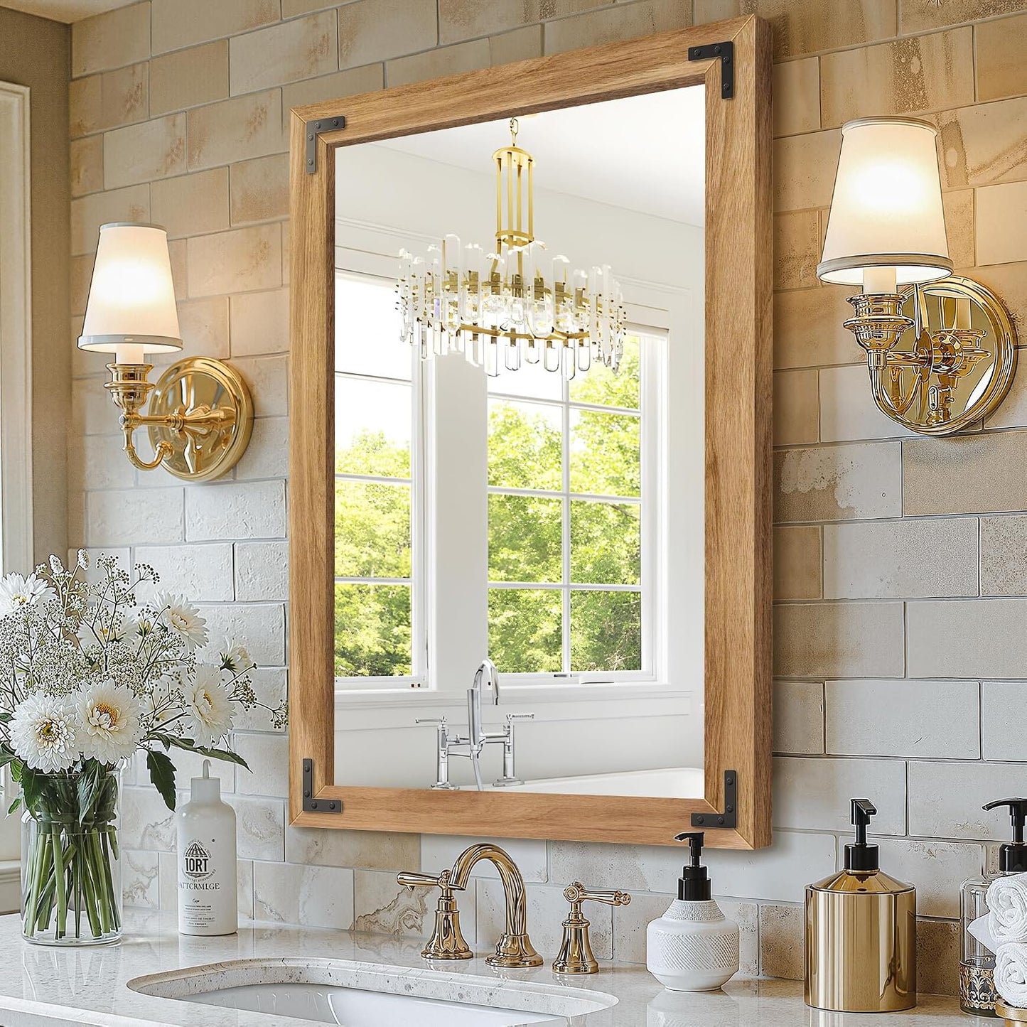 TRAHOME Full Length Mirror with Wooden Frame, 56"X22" Solid Wood Standing Floor Mirror for Farmhouse, Bathroom, Bedroom Decor, Hanging or Leaning Wall-Mounted