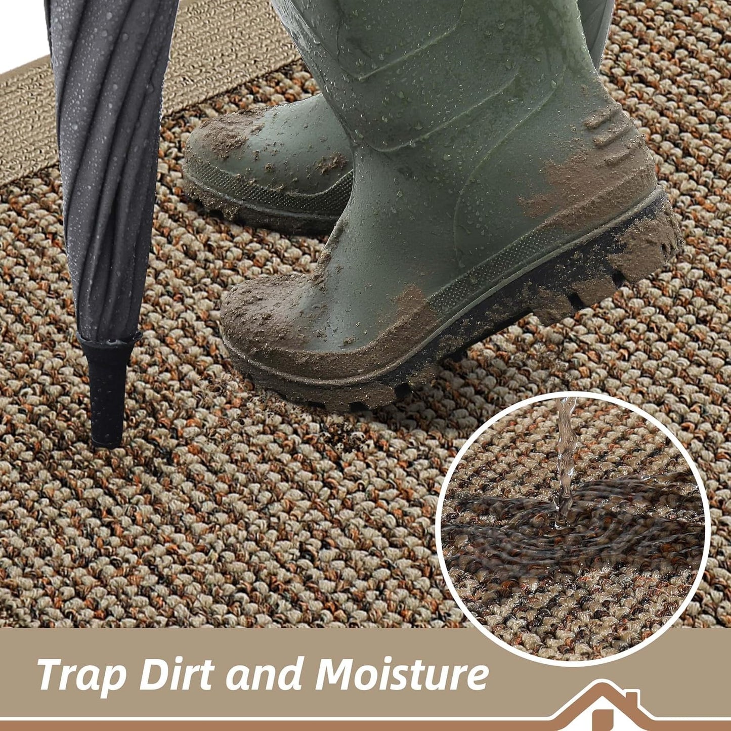BEQHAUSE Indoor Door Mat 20" x 32", Dirt Trapper Door Mats Non-Slip Entryway Rugs Washable, Resist Dirt Absorbent Welcome Mat, Low Profile Floor Mats for Front Back Door and Entryway, Taupe