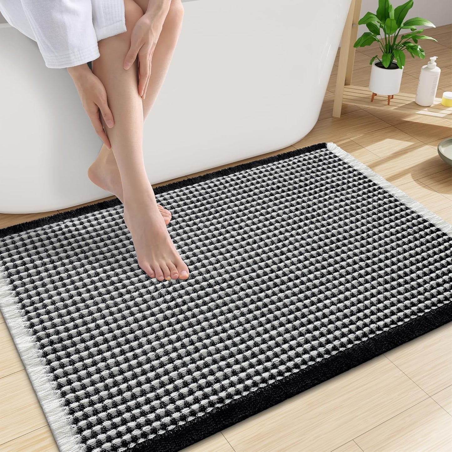 Smiry Waffle Bath Mat 30x20, Extra Soft Absorbent Bathroom Rugs, Non Slip Machine Washable Quick Dry Bath Rugs for Bathroom Floor, Tub, Shower, Home Decor Accessories, Brown