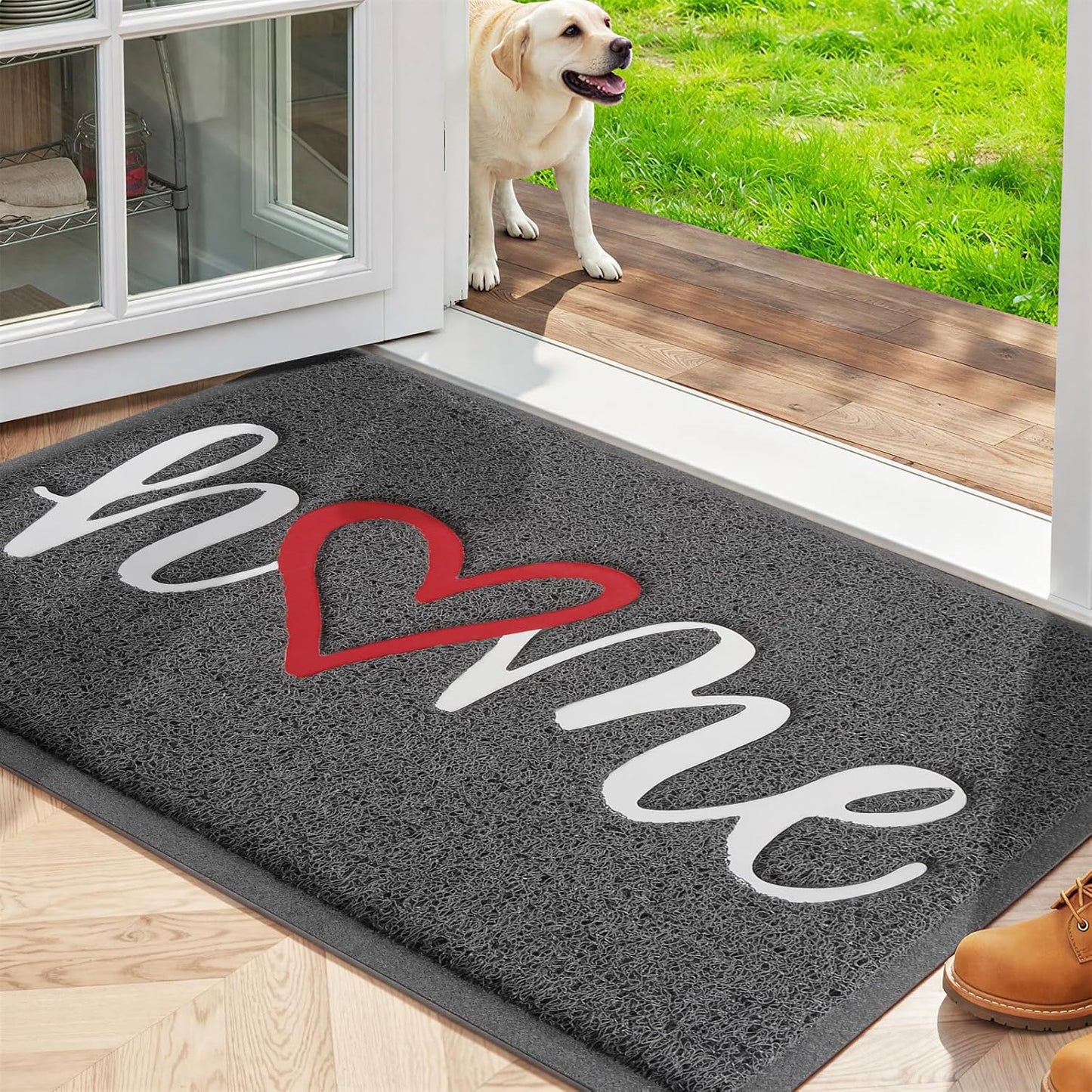 StepLively Door Mat Home Welcome Mats Outdoor and Indoor, Heavy-Duty Low-Profile Non-Slip Front Welcome Mat for Home Entrance, Outside Entry, Yard, Floor, Patio (30''x17.5'', Black)