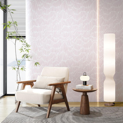 Theper Beige Wallpaper 17.3"×78.8" Modern Striped Peel and Stick Wallpaper Boho Removable Self Adhesive Wall Paper for Bedroom Waterproof White and Gold Contact Paper for Cabinets Vinyl