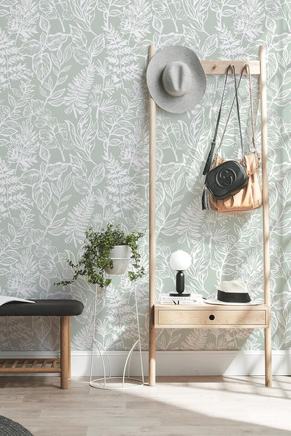 Safiyya Peel and Stick Wallpaper Boho Modern Beige Leaf Contact Paper Peel and Stick Wall Paper Self Adhesive Removable Wallpaper for Bedroom Bathroom Vinyl Roll 78.7"x17.3"