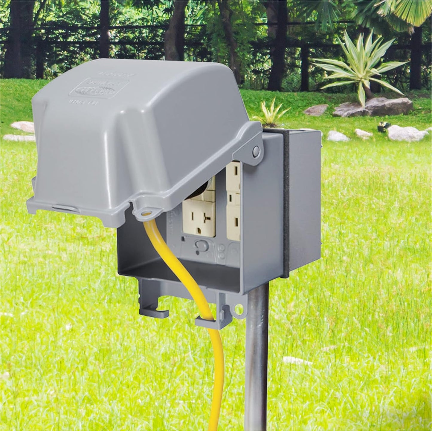 TayMac MX3200 RaynGuard Extra Duty Metal Weatherproof in-Use Cover, 1-Gang, Gray, 3.55 x 3.37 x 6.12 inches