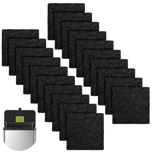20 Packs 3.15x3.15x0.32 Inch Odor Absorbing Filter Refills for EKO Trash Cans, Activated Charcoal Deodorizer Compatible with EKO Step & Touchless Garbage Cans with Built-in Filter Compartment