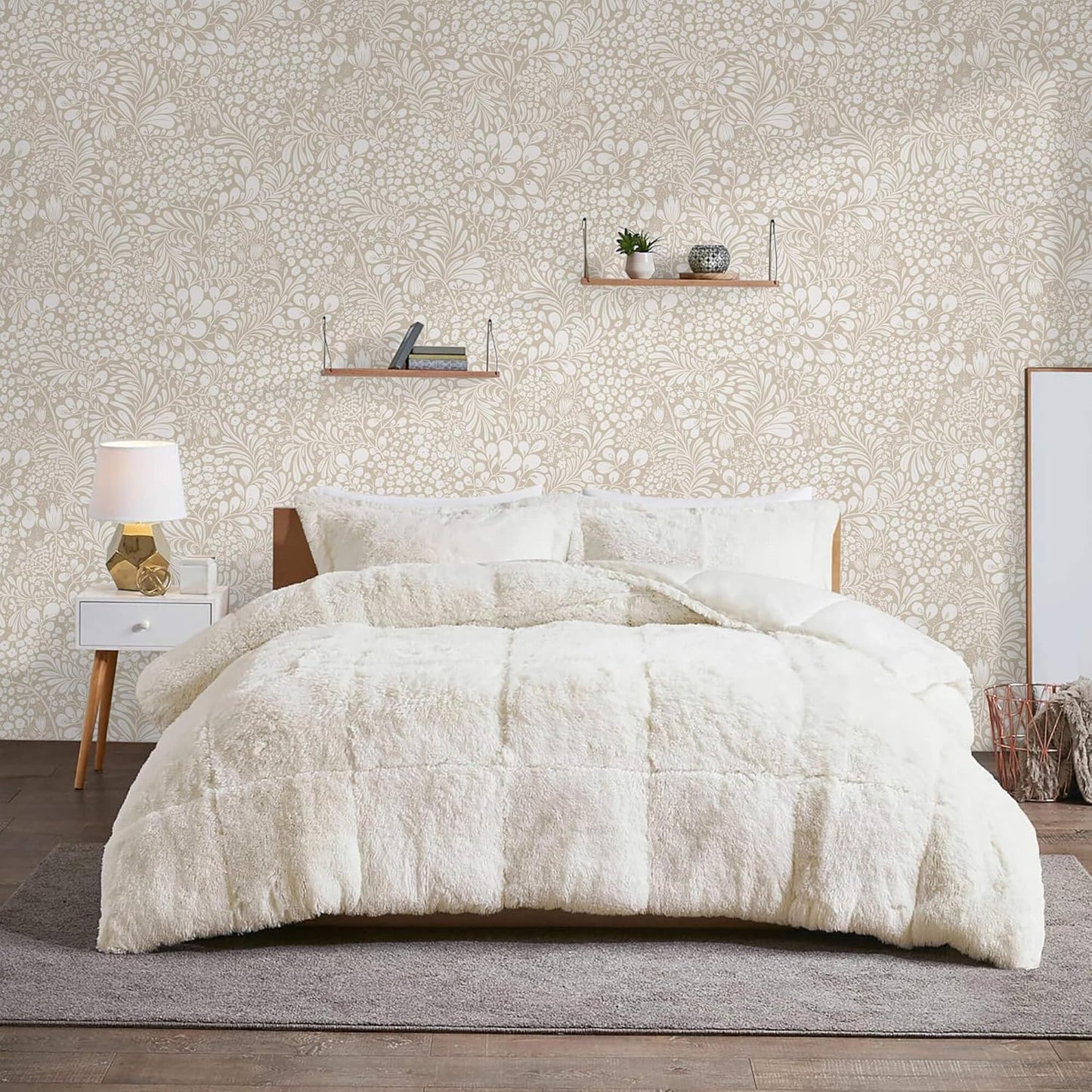 Heroad Peel and Stick Wallpaper Boho Beige Contact Paper Floral Wall Paper Removable Self Adhesive Wallpaper for Cabinet Bedroom Living Room Entryway Walls Bathroom Waterproof Vinyl Roll 17.3''x78.7''