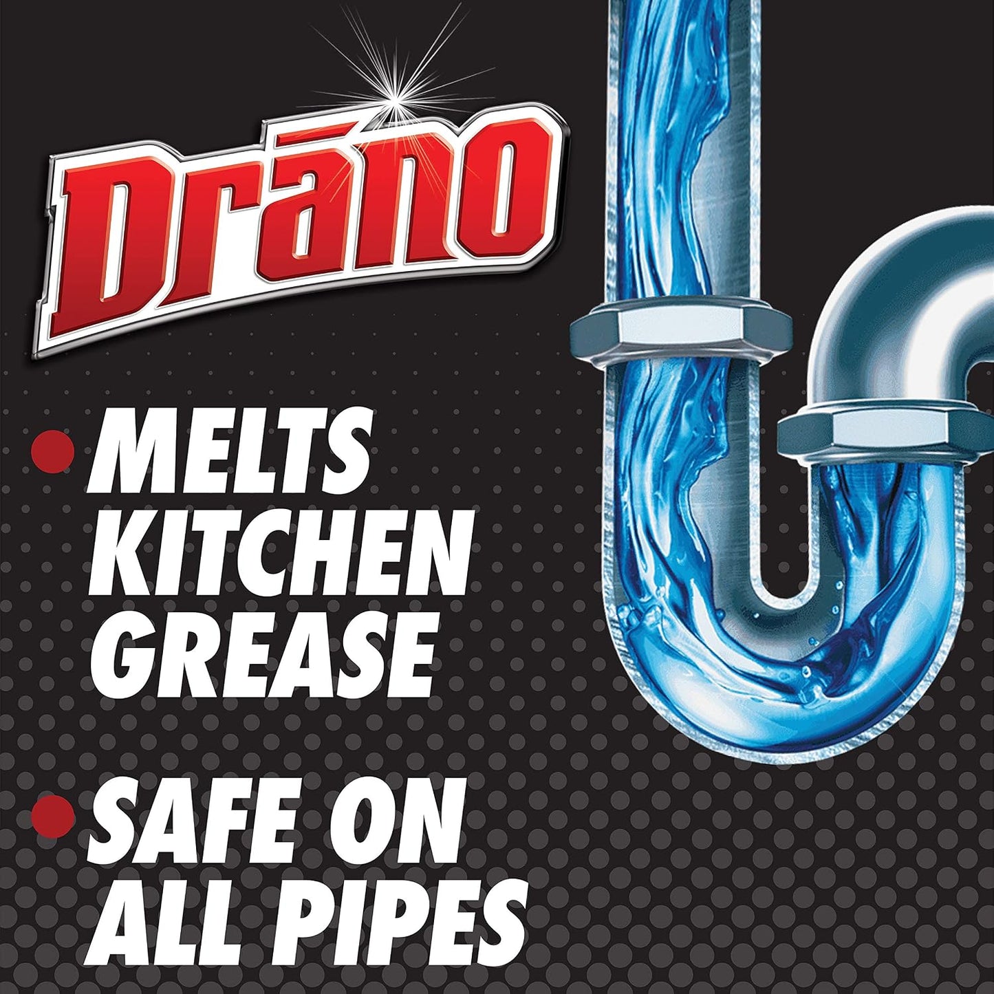 Drano Kitchen Granules Drain Clog Remover and Cleaner, Unclogs Blockage from Grease or Cooking Oil, Commercial Line, 17.6 Oz