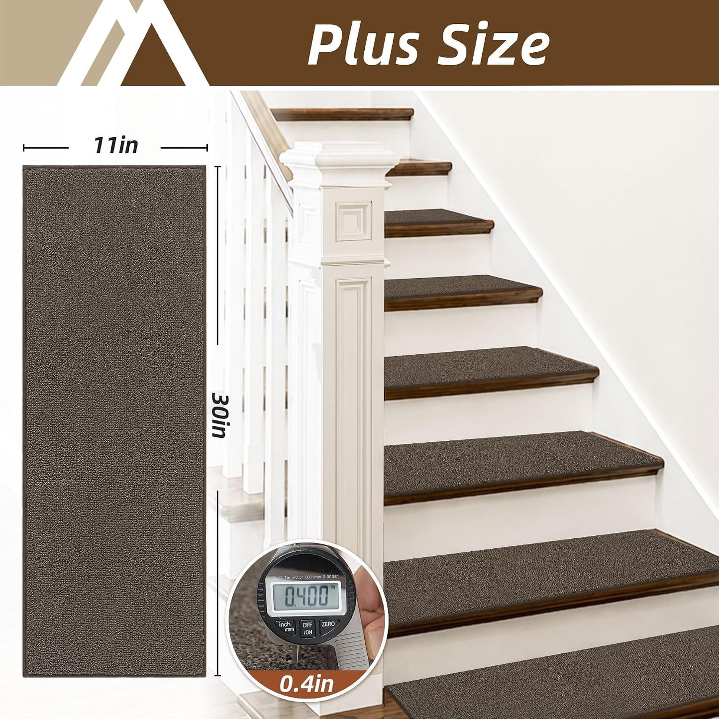 COSY HOMEER Stair Treads Non-Slip Carpet Stair Treads for Wooden Steps, Indoor Stair-Runner Rugs for Kids Elders & Pets 28"x9" (4Pc, Dark Gray)