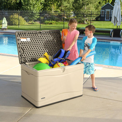 LIFETIME 60012 Extra Large Deck Box, 130 Gallon, Desert Sand/Brown