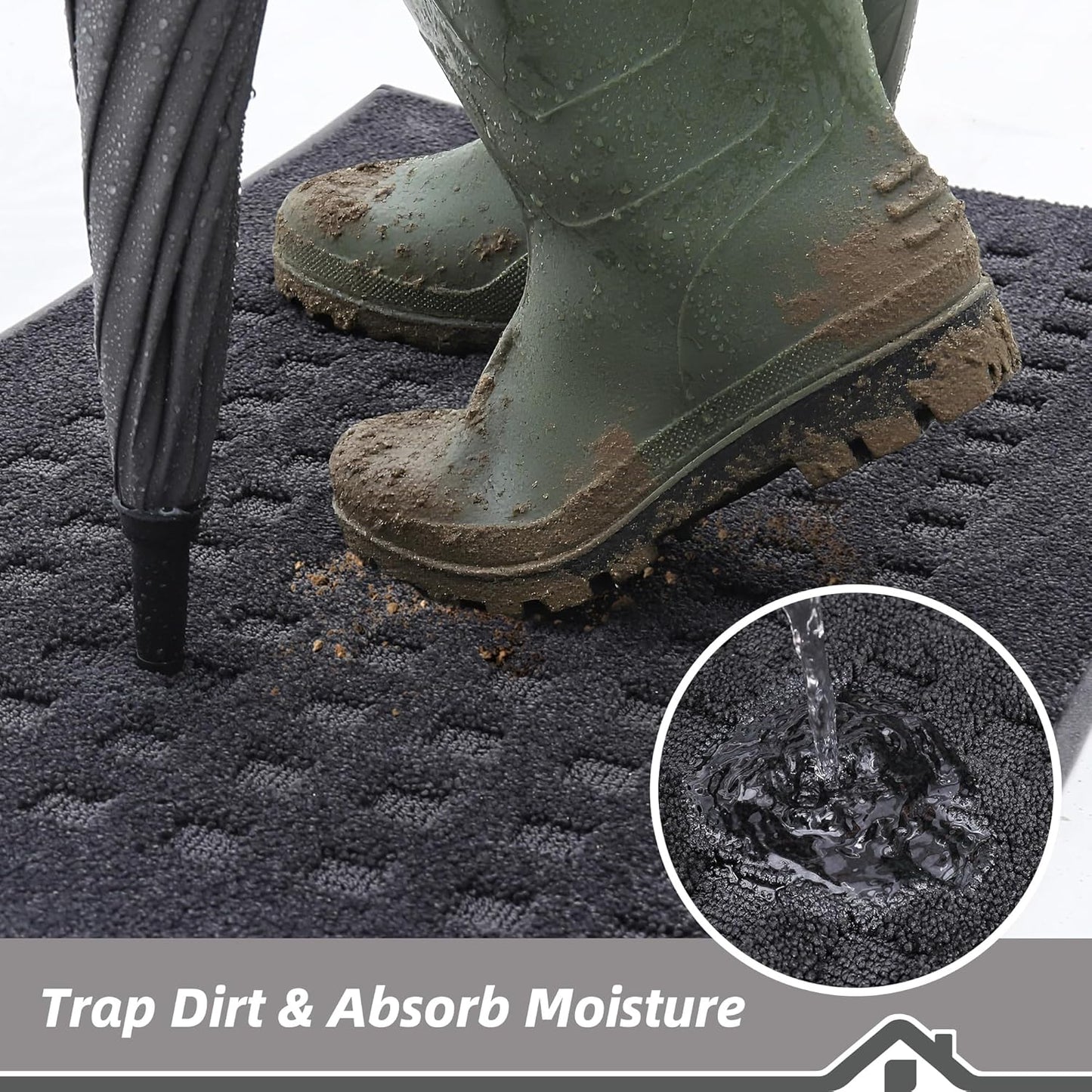 BEQHAUSE Dirt Trapper Door Mats 20"x32", Non-Slip Waffle Doormat Indoor Entrance Low-Profile, Dirt Resist and Absorbent Entryway Rugs Washable Inside Welcome Floor Mat for Front Back Door, Beige