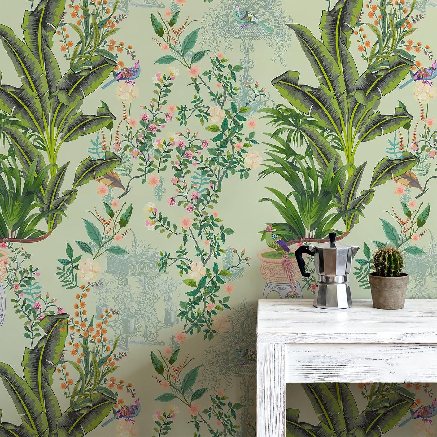 17"x118" Peel and Stick Wallpaper for Renter Friendly, Removable Wallpaper Peel and Stick, Self-Adhesive Textured Contact Paper for Walls, Cabinets, Countertops(Morning Song of Flowers)