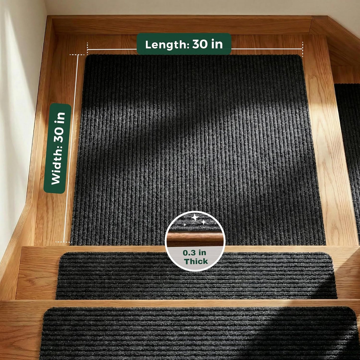 MBIGM 8" X 30" (15 in Pack) Nonslip Carpet Stair Treads Non-Skid Safety Rug Slip Resistant Indoor Runner for Kids Elders & Pets with Reusable Adhesive - Brown - Non Slip Stair Treads Indoor